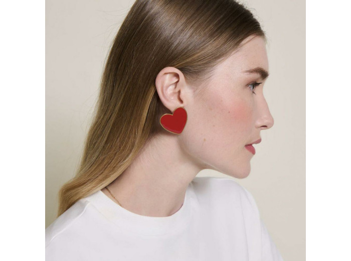BO BIG LOVE GRAND COEUR ROUGE - dorées à l'or fin 24 carats - EMOI EMOI
