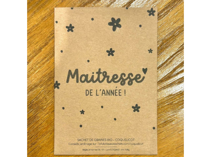 SACHET DE GRAINES MAITRESSE DE L'ANNEE - LA FABRIQUE A SACHET
