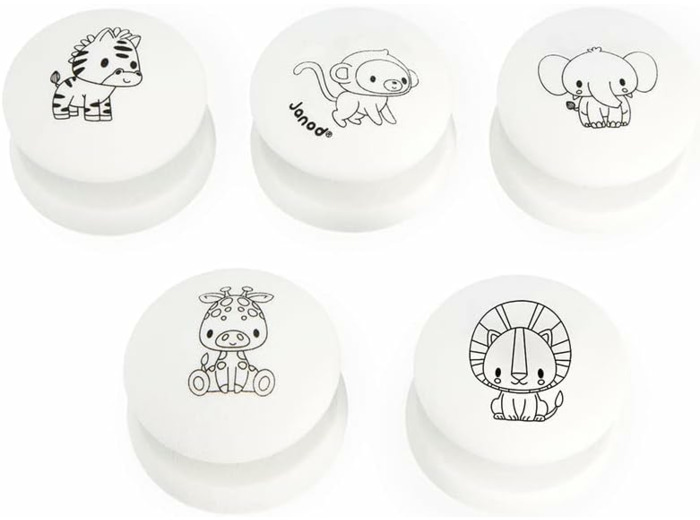 Coffret Stampinoo Savane - 5 Tampons en Mousse et 1 Encrier Pour Petites Mains