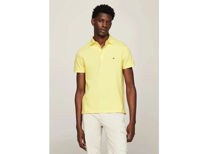 Polo Tommy Hilfiger ajusté jaune en coton bio