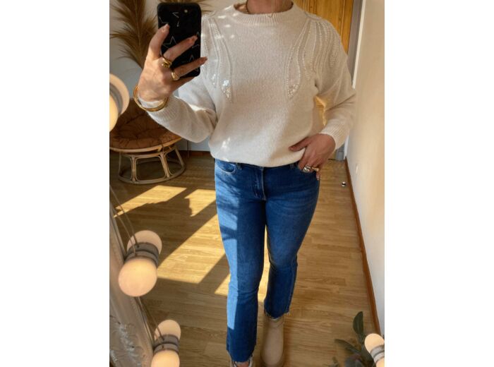 Pull Perles blanc