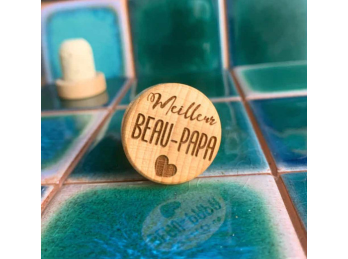 Bouchon en liège personnalisé - " Meilleur Beau-Papa "