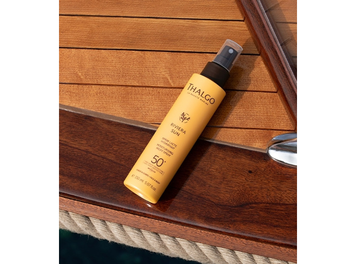 Spray lacté hydratant protection 50+ Riviera Sun Thalgo-Algue Marine.