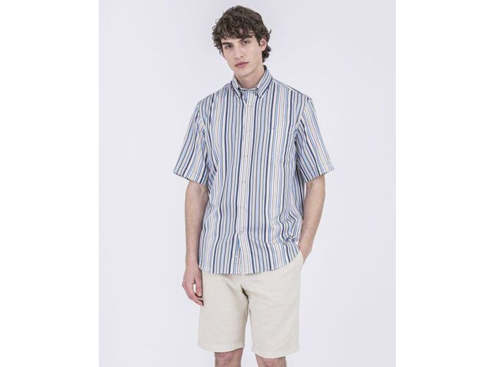 Chemise manches courtes à rayures Paul & Shark bleue