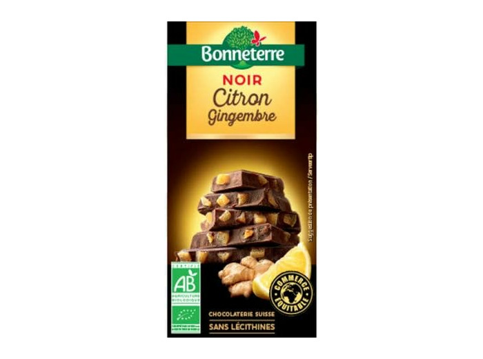 BONNETERRE Chocolat noir citron gingembre 100G Bio