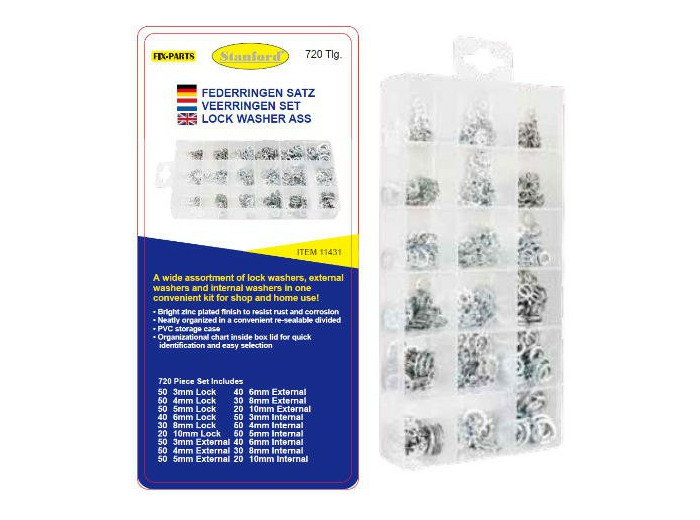 Assortiment de 720 rondelles élastiques Grower - 11431