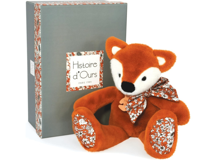 Histoire d'Ours - Peluche Renard - Copains Câlins - Boîte Cadeau - Orange - 25 Cm - Douce et Mignonne - Idée Cadeau de Naissance et Anniversaire Fille et Garçon - HO3124 Renard 25 cm Orange