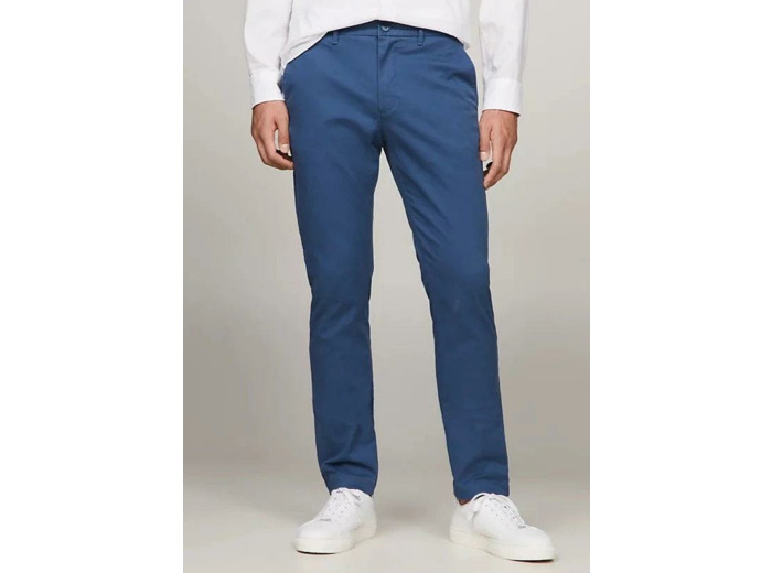 Pantalon chino slim Tommy Hilfiger bleu coton bio stretch