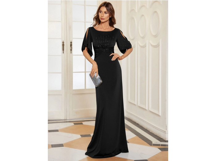 Robe de soirée élégante en mousseline de soie noire