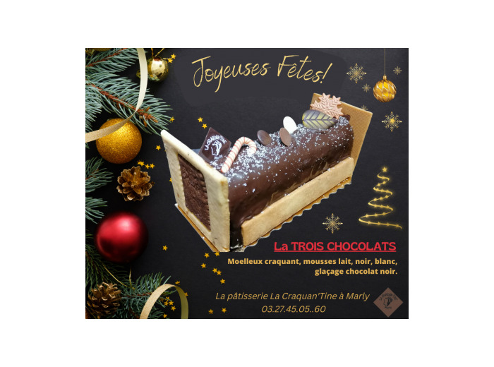 Bûche de Noël 3 Chocolats 4 ou 6 personnes