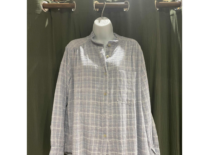 Chemise Femme Made in Italy | Chemise Bleue Carreaux Confortable & Élégante