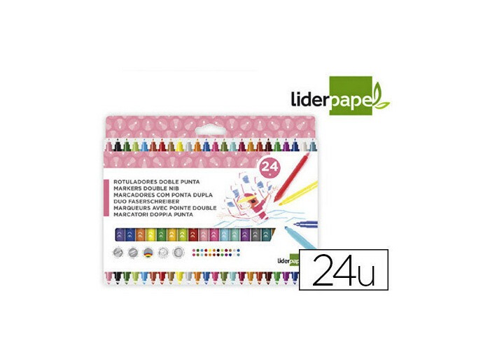 24 Feutres de couleur 2 pointes LIDERPAPEL