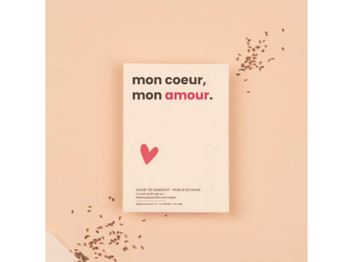 SACHET DE GRAINES "MON COEUR, MON AMOUR" NIGELLE DE DAMAS FRANCAISES