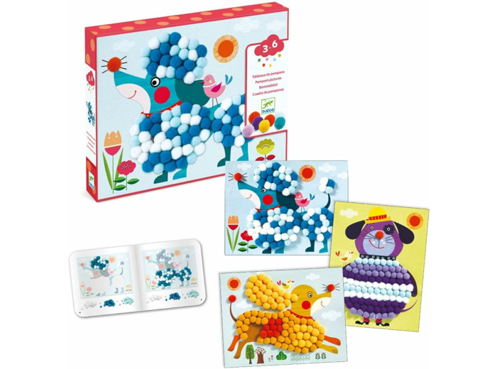 DJECO  Collage Pompons Chiens à caresser - DJ09867