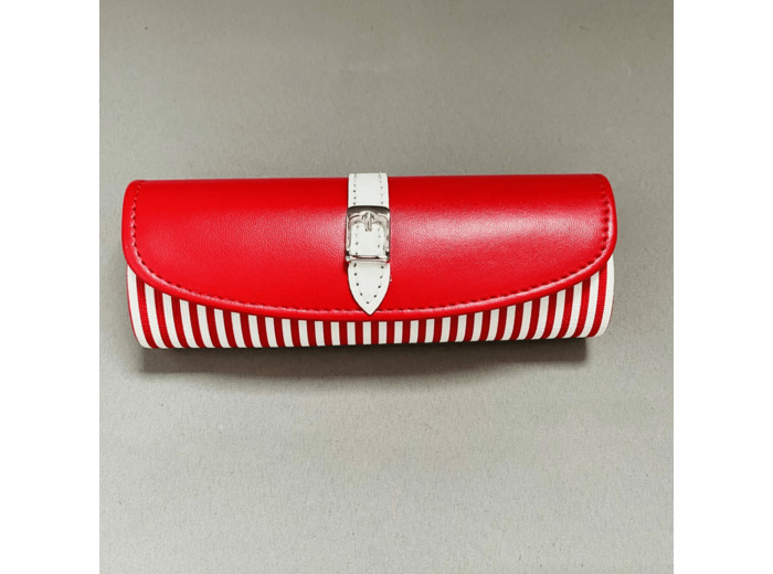 Etui à Lunettes Nautic Arrondi De La Marque L'Atelier Du Vieux Bourg Rouge Motif Marin