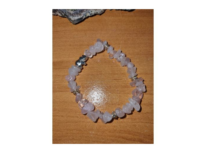 bracelet perles chips quartz rose fait main
