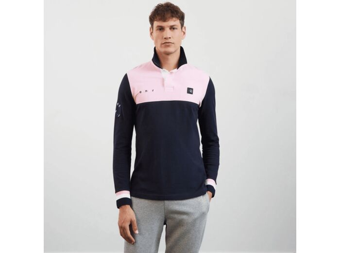 Polo manches longues colorblock Eden Park rose