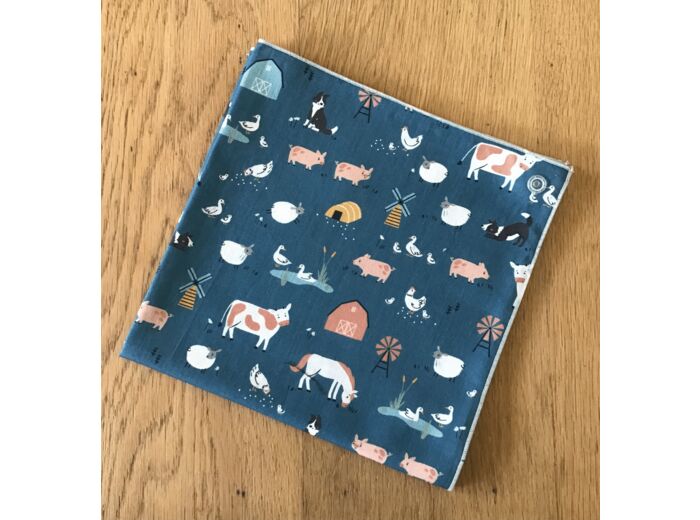 Serviette de table pour enfant, tissu animaux de la ferme .