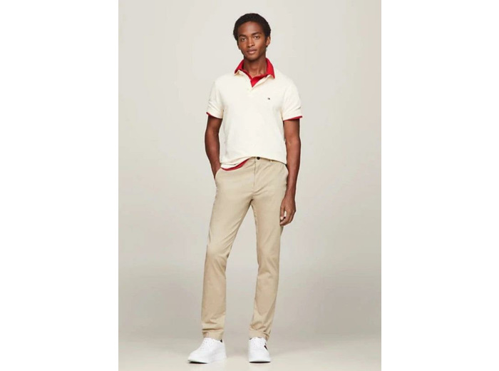 Pantalon chino Tommy Hilfiger beige en coton bio stretch