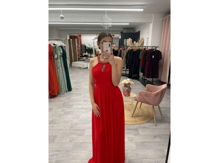 Robe de cérémonie à perles Rouge