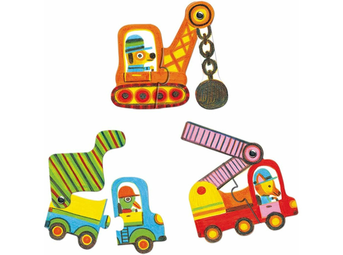 Djeco- Puzzle Duo Article véhicules