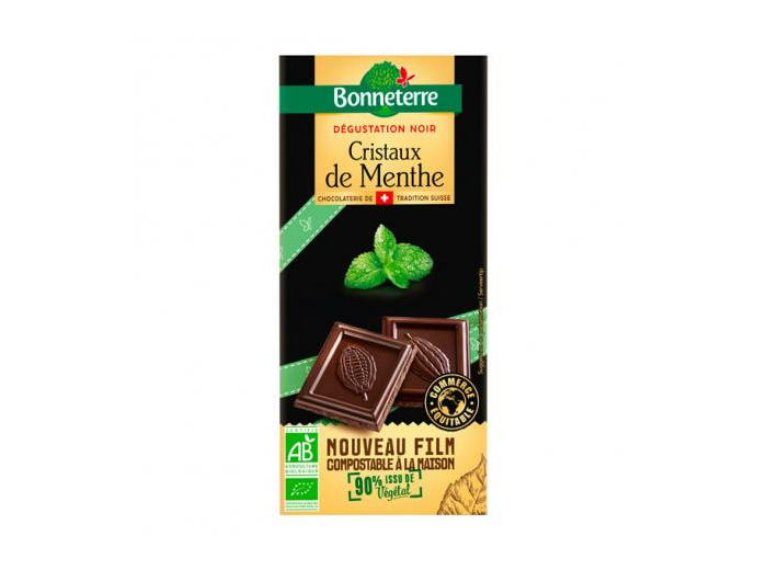 Tablette chocolat noir cristaux menthe 90g Abc bio Marly