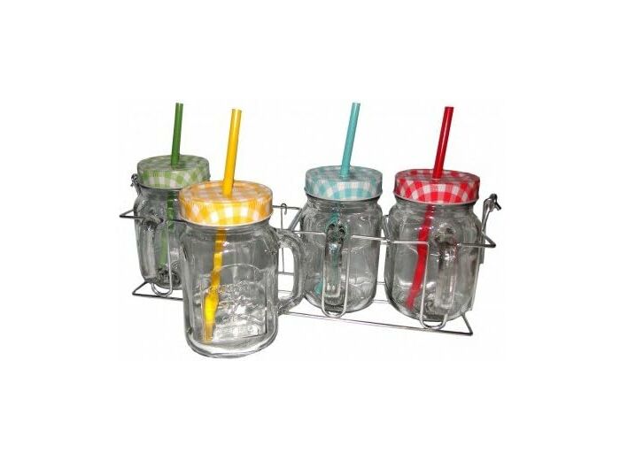 Antic Line Porte Mugs avec 4 Mugs en Verre