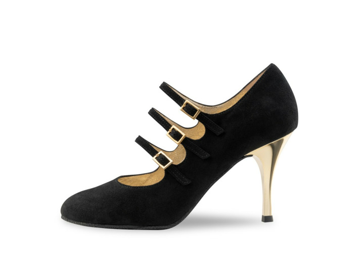 Jacinta - Chaussures de danse en velours noir - Nueva epoca