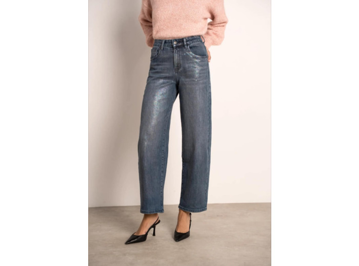 Jean ballon bleu métallisé