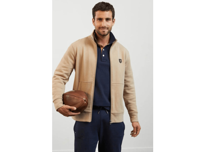 Sweat zippé col montant Eden Park beige