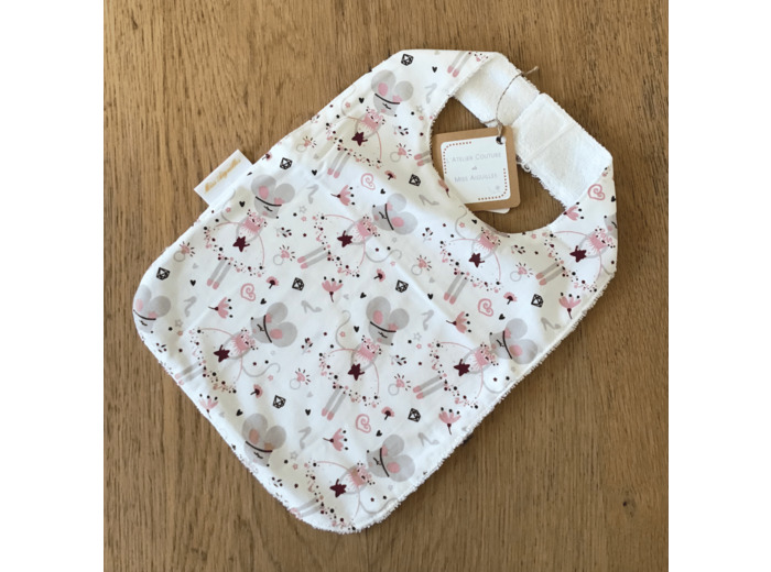 Bavoir bébé en éponge de bambou et coton aux motifs souris