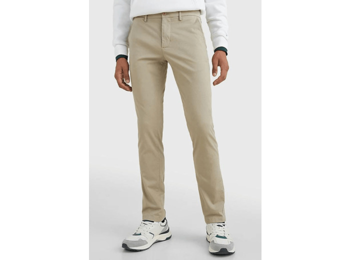 Pantalon chino slim Tommy Hilfiger beige en coton stretch