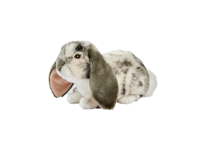 Lapin bélier gris couché 30 cm