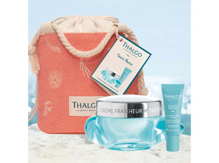 Pochon  Gel crème fraîcheur hydratant Sérum désaltérant intensif Source Marine Thalgo-Algue Marine.
