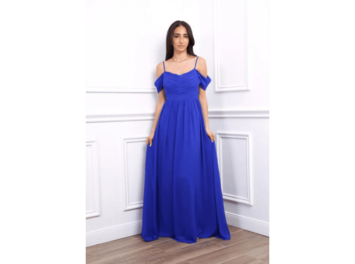 Robe de cérémonie manchette bleue éléctrique