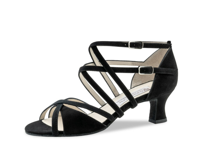 EVA55 - Chaussures de danse en daim noir avec doubles attaches réglables - Werner Kern