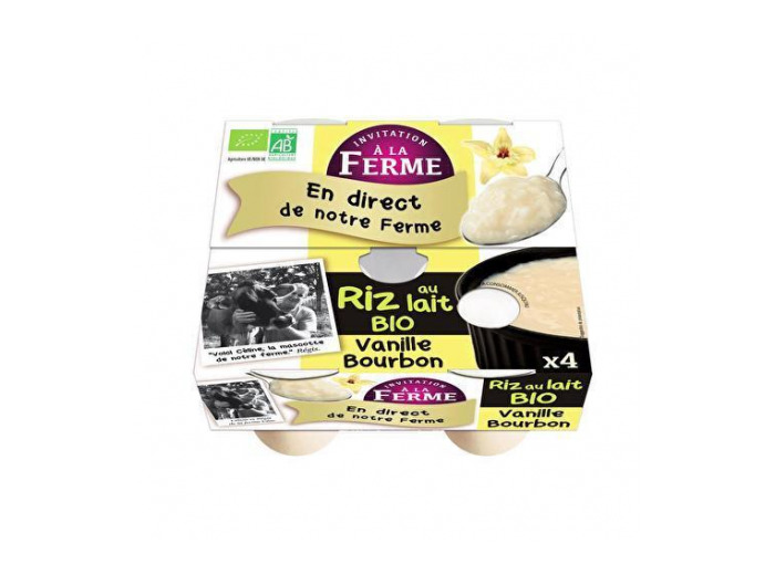 Riz au lait vanille bourbon 4x125g - Abc Bio