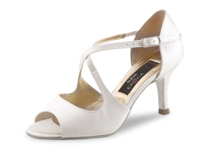 Mable - Chaussures de Mariage Ouverte en Satin Blanc - Nueva Epoca