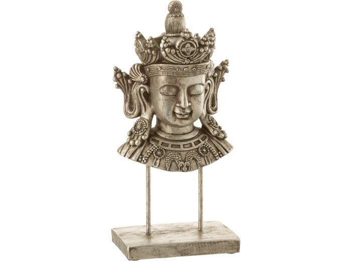 J-Line Tête Bouddha Poly Argent