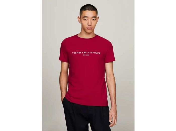 T-Shirt Tommy Hilfiger ajusté bordeaux coton bio