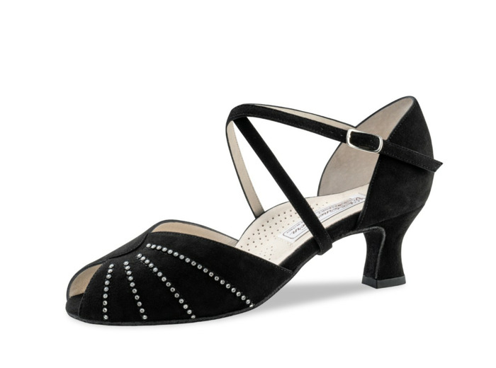 Sonia - Chaussures de danse de salon ouvertes en nubuck et strass - Werner Kern