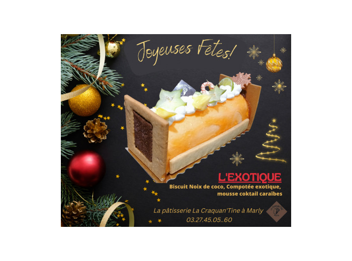 Bûche de Noël L'EXOTIQUE 4 ou 6 personnes