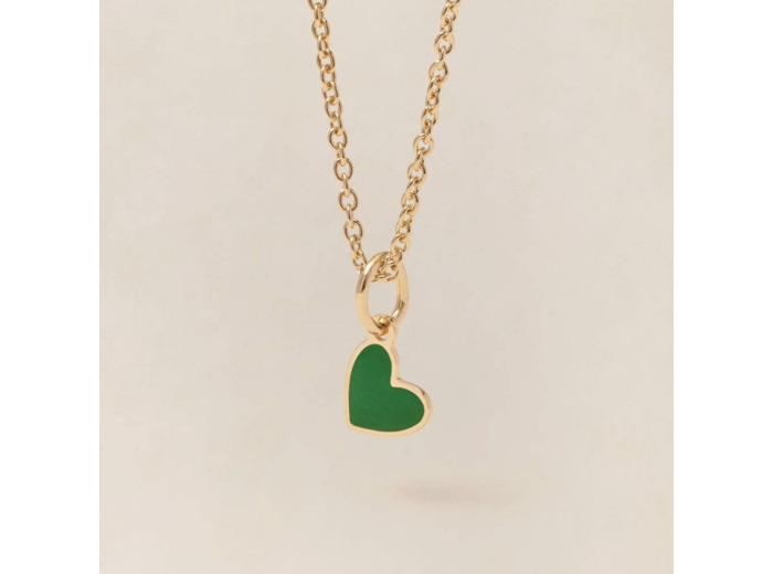 MEDAILLE MANON PETIT COEUR VERT - dorée à l'or fin 24 carats - 7mm - EMOI EMOI