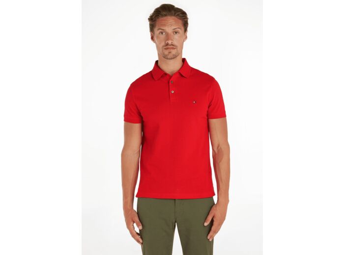 Polo Tommy Hilfiger ajusté rouge en coton bio stretch