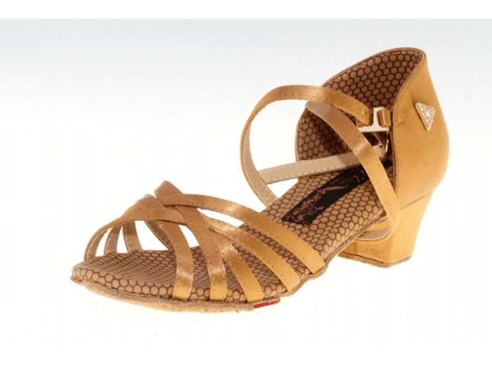 RD7000 Lilly - chaussures danse latine femme bronze semelle grip rouge talon 2,8cm - Real Dance