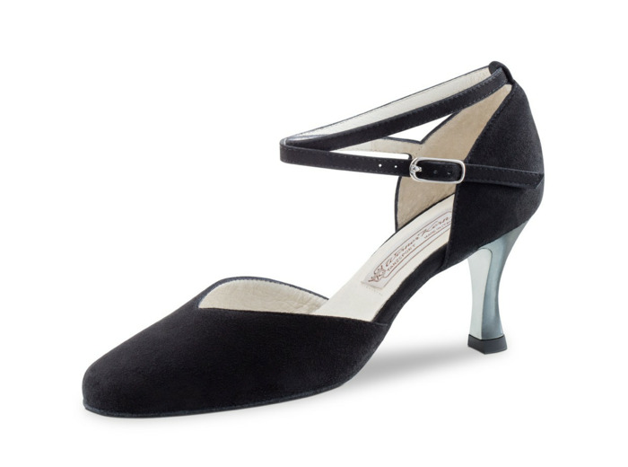 Melodie - Chaussures fermées en nubuck noir de danse pour femme avec talons laqués - Werner Kern