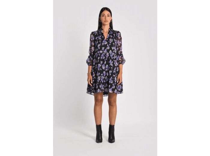 ROBE COURTE FLEURS MADISON MULTI VIOLET