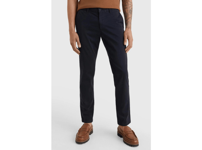 Pantalon chino Tommy Hilfiger slim marine coton bio