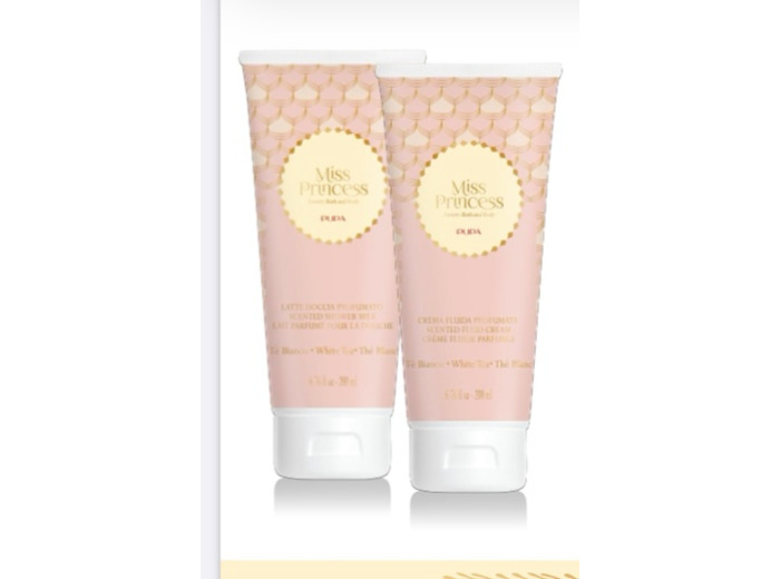 Coffret lait de douche et lait hydratant corps Pétales de rose Miss Princesse Pupa-Algue Marine.