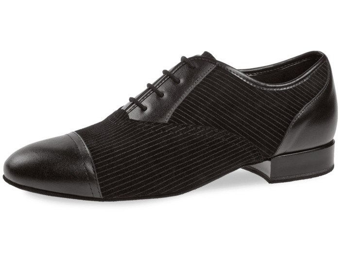 077-075-165 - Chaussures de danse en cuir et nubuck noir talons 2cm - Diamant